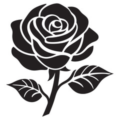 
flora rose black silhouette vector
