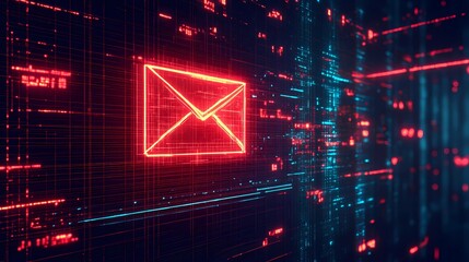 Secure electronic correspondence with encryption and data protection technology illustration.