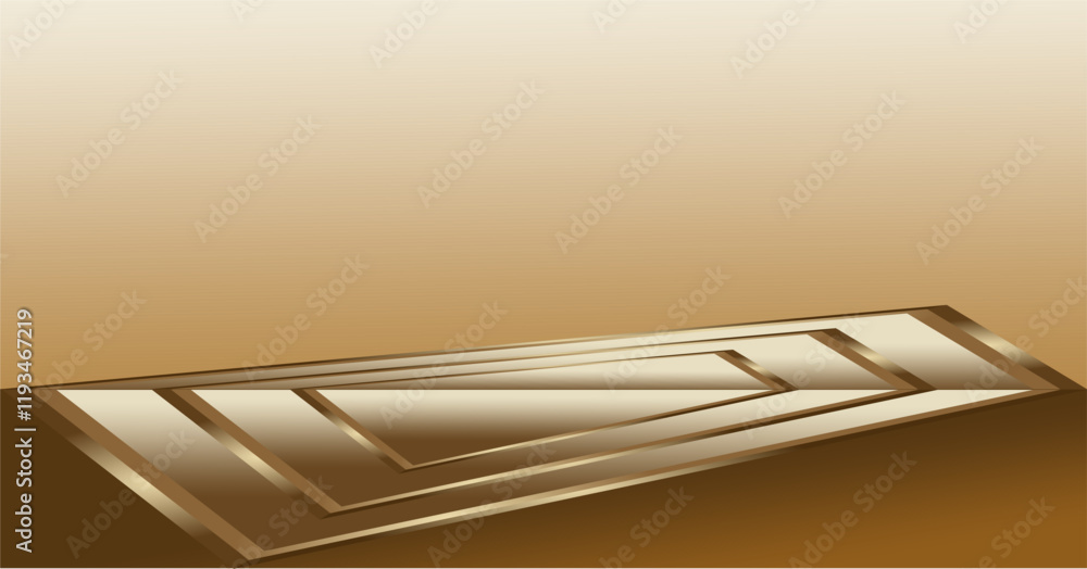 Poster composition of geometric lines and planes and empty space with gold and brown gradient colors as ins