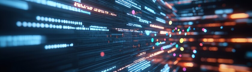 Digital data stream flowing, abstract tech background, website use