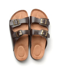 Top view of leather cork sandals