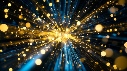 Naklejka premium Abstract Blue And Gold Light Burst Radiating Outward