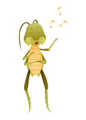 Playful Cartoon Grasshopper Character in a Dynamic Pose