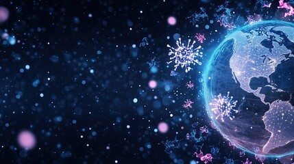 Fototapeta premium A vibrant illustration of the Earth surrounded by weather icons like sun, clouds, and rain, celebrating World Meteorological Day