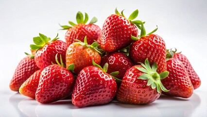 Fresh Juicy Strawberries Isolated on White Background - Perfect for Food Photography & Design