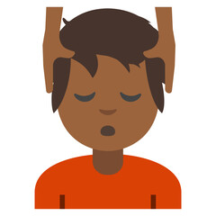 Cartoon Illustration of a Brown-Skinned Person in Orange Shirt Receiving Massage