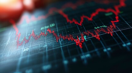 Fototapeta premium A macro shot of an investor studying stock charts with a focus on green energy companies, symbolizing the growing value of clean energy investments.