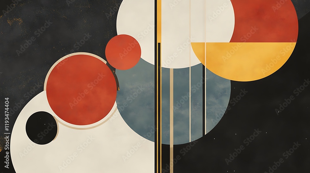 Poster abstract geometric composition with circles and lines