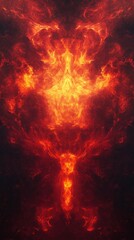 Fototapeta premium Raging Inferno Burning Fiery Blaze of Fury Scorching Radiant Energy Explosion in Chaotic Apocalyptic Hellfire Abstract Dramatic Surreal Atmospheric Background