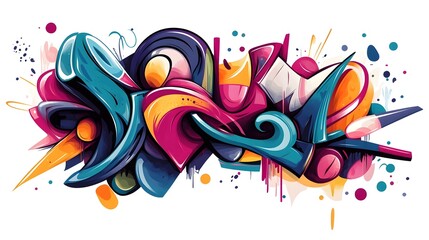 Vibrant and Expressive Abstract Graffiti Art Splashing Across a Wall
