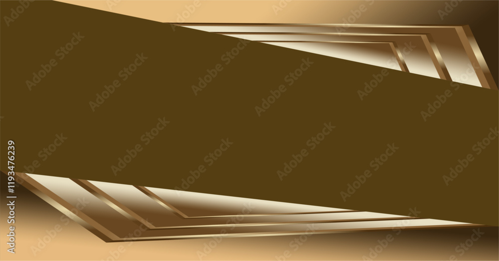 Poster composition of geometric lines and planes and empty space with gold and brown gradient colors as ins