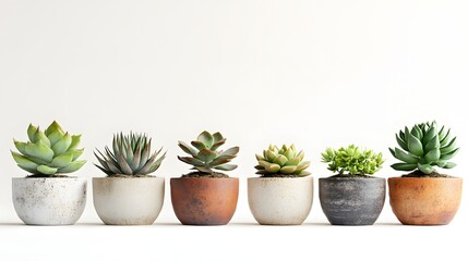 Assorted Potted Succulents Displayed on Minimalist Tabletop