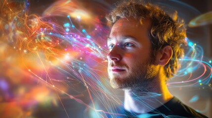 Naklejka premium Abstract digital art created by quantum algorithms, with quantum circuits visualizing artistic representations of data flow and entanglement