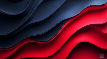 Striking Red and Black Abstract Fluid Wave Curves