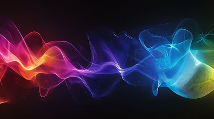 Abstract Colorful Waves Flowing Dark Background