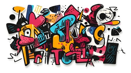 Colorful Abstract Graffiti Style Surreal Graphic Art Background