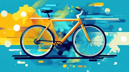 Fototapeta premium Vibrant and Modern Bicycle Illustration on a Dynamic Abstract Background Featuring Bold Colors and Artistic Brushstrokes Perfect for Creative Projects