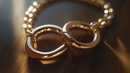 Golden Interlocking Chain Bracelet Luxurious Design