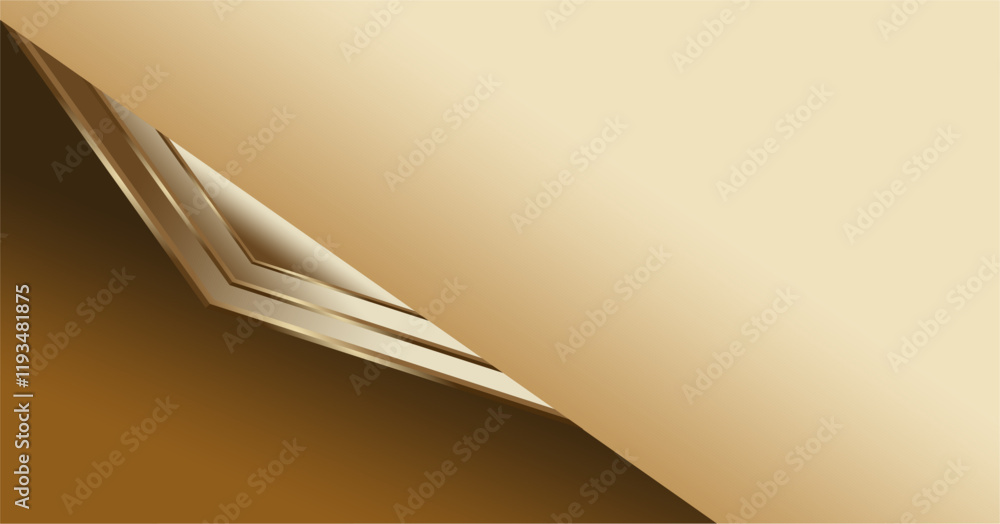 Poster composition of geometric lines and planes and empty space with gold and brown gradient colors as ins