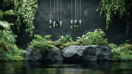 A digital display of a battery supply system with real-time data showing energy flow from renewable sources to battery storage and distribution, symbolizing the evolution of energy supply and