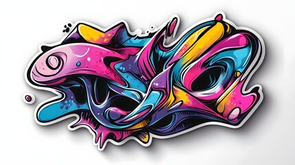 Vibrant Graffiti Style Abstract Street Art Mural on Wall