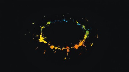 Vibrant Colorful Splash Circle on Black Background for Designs