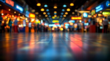 A softly blurred exhibition hall scene with attendees browsing business booths and engaging in discussions ideal for trade show and event marketing concepts
