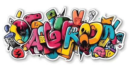 Obraz premium Vibrant Graffiti Art on Urban Street Wall with Colorful Spray Paint Design