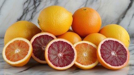 Vibrant Winter Citrus: A Close-Up of Fresh Blood Oranges