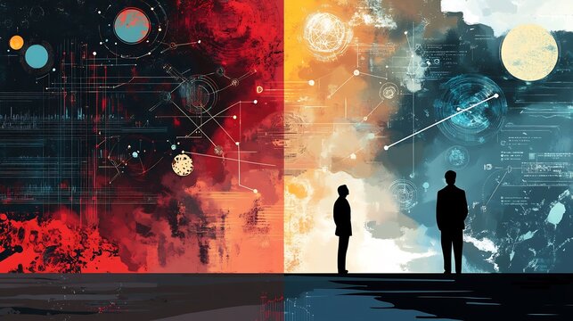 Conceptual design of empiricism rationalism showing thought experiments illustrated with cosmic diagrams