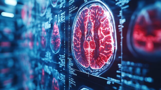 Detailed brain scans illustrating neurodegenerative disease research findings at a medical facility