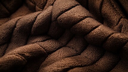 Cozy and Textured Woven Fabric Pattern in Warm Brown Tones for Rustic Artisanal or Handmade Designs  Closeup shot of a tightly knit braided and twisted fabric material with an organic