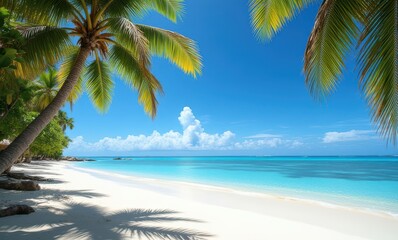 Tropical paradise with palm trees