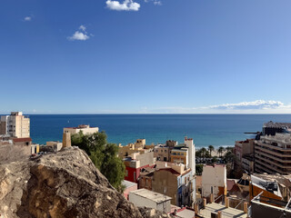 Obraz premium Scenic coastal view overlooking mediterranean sea and charming village