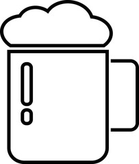 Depiction of frothy beer mug icon isolated on transparent background. Ideal for pubs, breweries, and beer enthusiasts seeking vintage charm black line vector  drink glass symbol