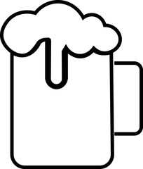 Depiction of frothy beer mug icon isolated on transparent background. Ideal for pubs, breweries, and beer enthusiasts seeking vintage charm black line vector  drink glass symbol