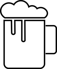 Depiction of frothy beer mug icon isolated on transparent background. Ideal for pubs, breweries, and beer enthusiasts seeking vintage charm black line vector  drink glass symbol