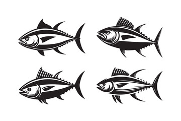tuna fish icon silhouette vector illustration isolated on a white background