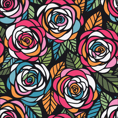 
Abstract rose flower pattern. Blooming design. Pattern with pink roses.Vector with flower and plants in botanical style.
