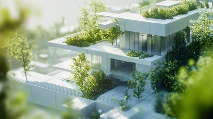 Fototapeta premium Modern Eco Friendly House Integrated With Nature
