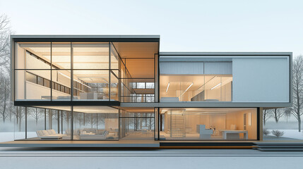 Fototapeta premium Passive house design innovation and sustainability technology efficiency materials. A detailed cross-section of a passive house illustrating its layered structure.