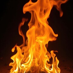 Fototapeta premium Fiery orange flames dancing against a dark background. A captivating display of heat and energy, perfect for abstract or energy-related projects.