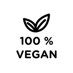 100% vegan icon line art vector