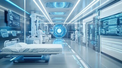 Obraz premium Advanced healthcare with quantum technology, using quantum computing to enhance personalized medicine and treatment optimization