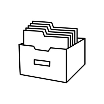 recommend clip art: Archival box with documents icon line art vector