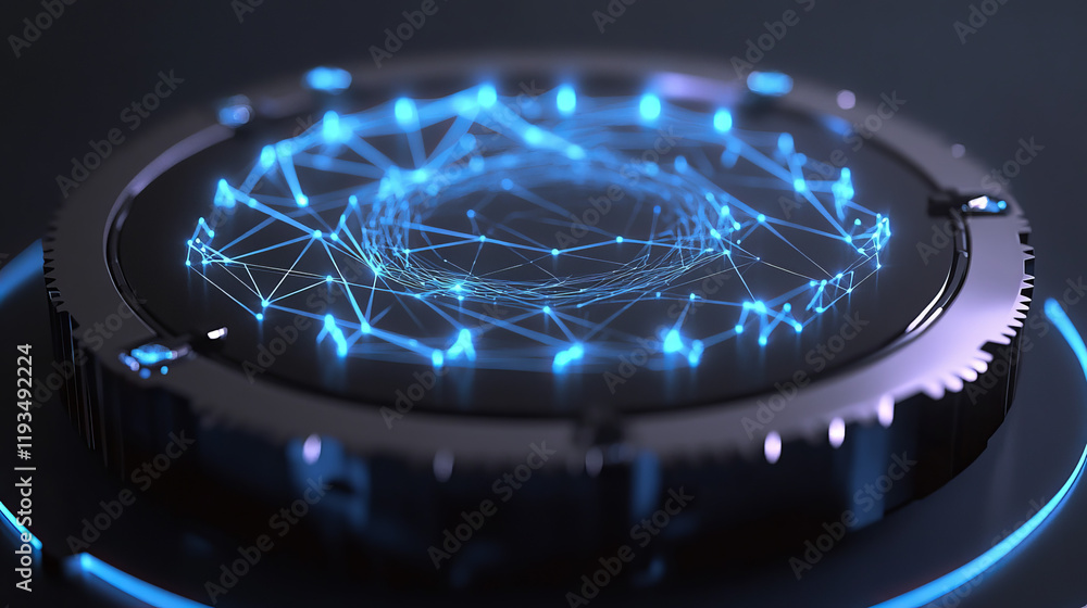 Aufkleber hologram analysis. analysis of polygons, triangles of points and lines. the magnifier gears are a lo