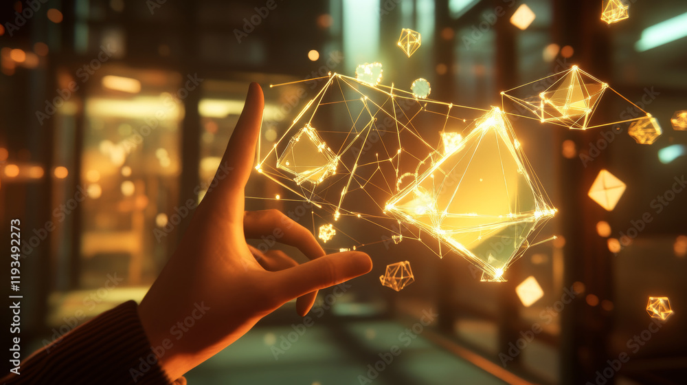 Aufkleber hologram analysis. analysis of polygons, triangles of points and lines. the magnifier gears are a lo