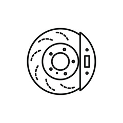 Car brake disk with caliper icon line art vector