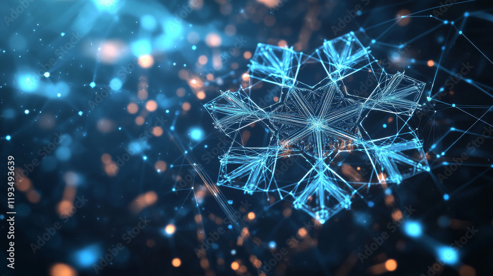 Aufkleber the snowflake hologram. a snowflake made up of polygons, triangles, points, and lines. snowflake is 