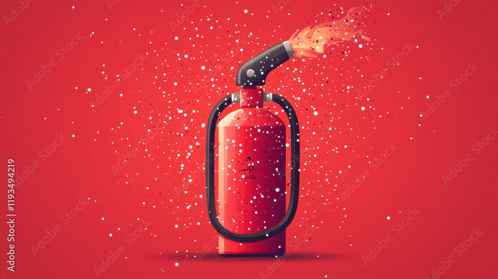 Poster a fire extinguisher of the particles. a fire extinguisher consists of circles and points. vector ill